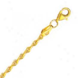 10k Golden Gold 24 Inch X 2.3 Mm Rope Chain Necklace