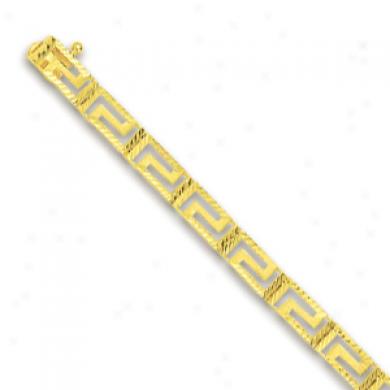10k Yellow Greek Key Bracelet - 7.25 Inch
