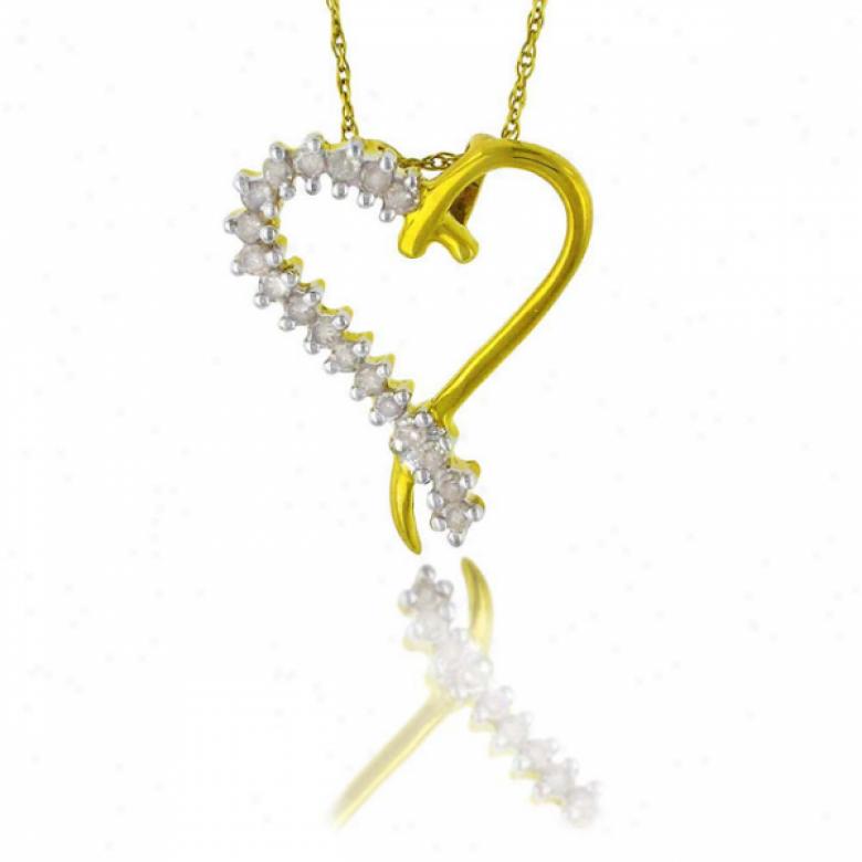 10k Yellow Heart Diamond Ear-ring