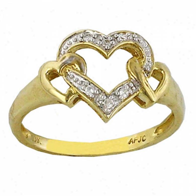 10k Yellow Heart Diamond Ring