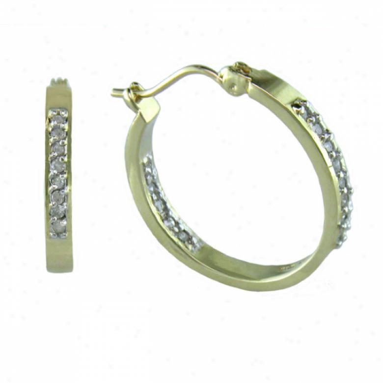10k Yellow Hoop Diamond Earrings
