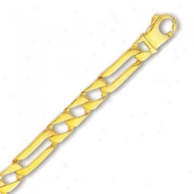 10k Yellow Mens Link Bracelet - 8 Inch