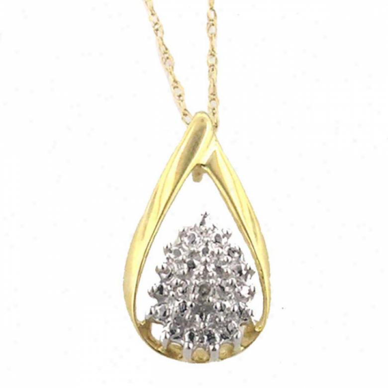 10k Yellow Pear Shape Diamond Pendant