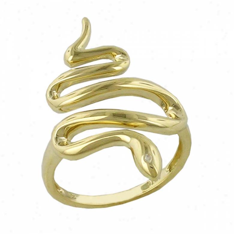 10k Yellow Snake Diamond Ring