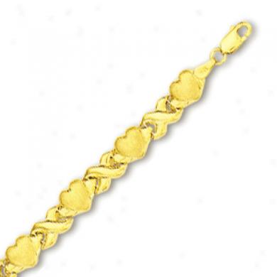 10k Yellow X And Heart Shaped Necklace - 18 Inch