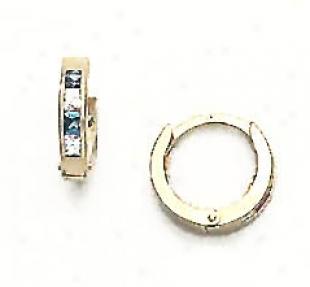 14k 2 Mm Princesa Clear And Light-sapphire Cz Earrings