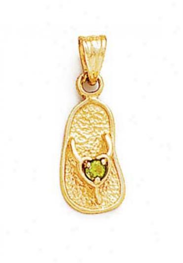 14k 2.5mm Peridot-green Birthstone Sandal Pendabt