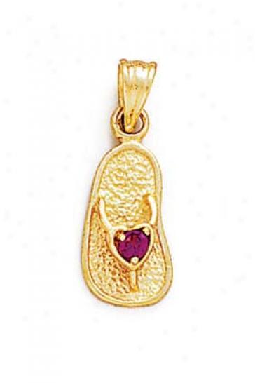 14k 2.5mm Rhodolite-pink Bjrthstone Sandal Pendant