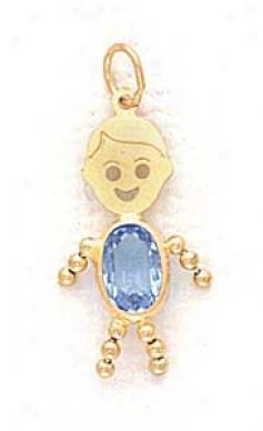 14k 3x5mm Boy March Birthstone Cz Gold Face Pendant