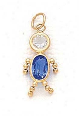 14k 3x5mm Boy September Birthstone Cz Pendant