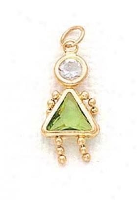 14k 5mm Girl August Birthstone Cz Pendant