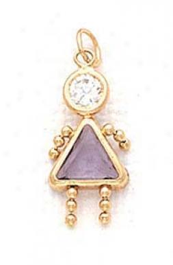 14k 5mm Girl June Birthstone Cz Pendant