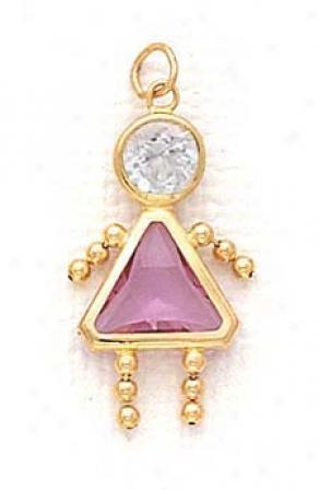 14k 7mm Girl October Birthstone Cx Pendant