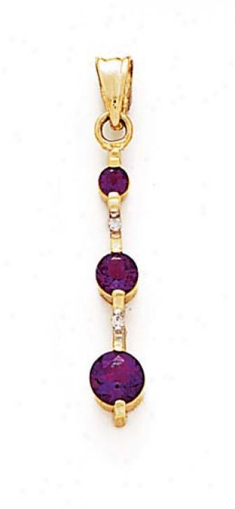 14k Amethyst And Diamond Pendant