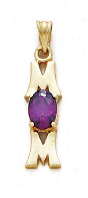 14k Amethyst-purple Birthstone Mom Pendant 1 3/16 Inch Lonb
