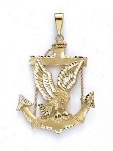 14k Anchor Eagle Pendant