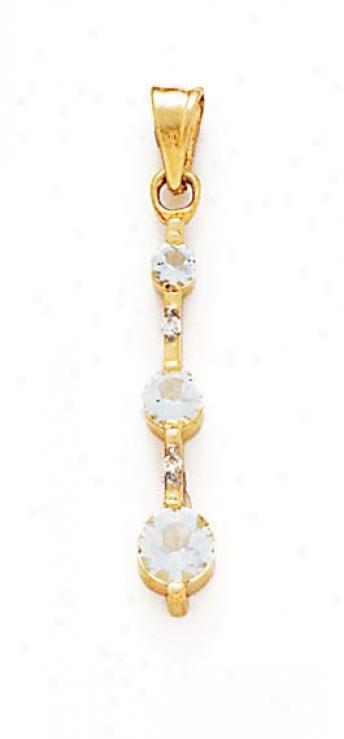 14k Aquamarine And Diamond Pendant