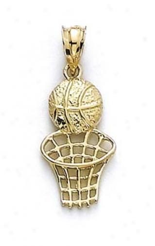 14k Basketball In Clasp Pendant