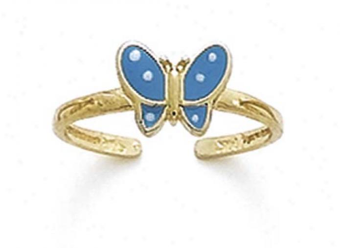 14k Black Enamel Butterfly Toe Ring