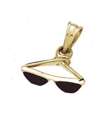 14k Black Enamel Sunglasses Pendant