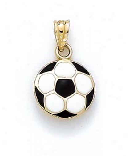 14k Black Pale Enamel Soccer Ball Ear-ring