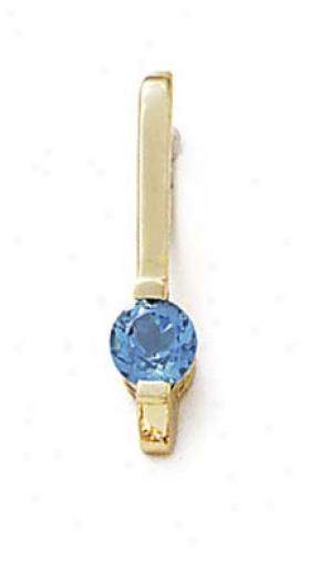 14k Blue Topaz Drop Pendant