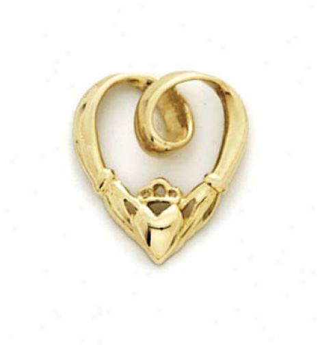 14k Claddagh Heart Pendant