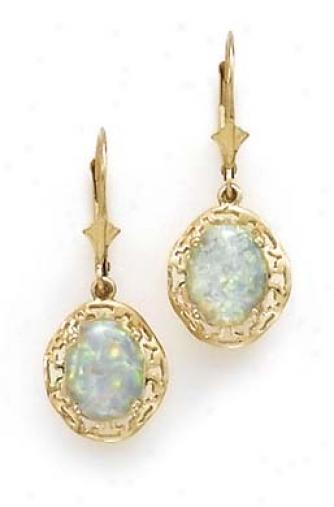 14k Created Opal Earrings