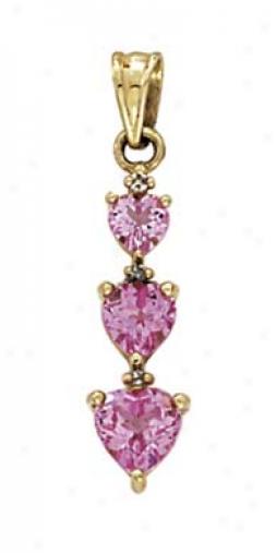 14k Crezted Pink Sapphire Diamond Pendant