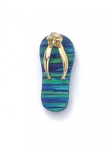 14k Gloomy Blue Opal Flip-flop Pendant