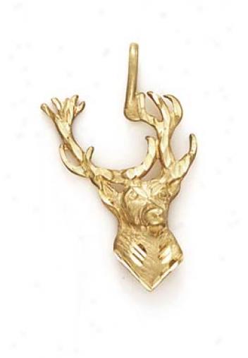 14k Deer Head Pendant