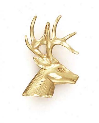14k Deer Head Profile Pendant