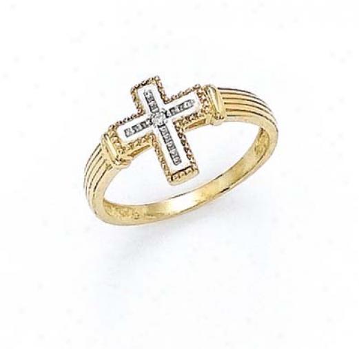14k Diamond Cross Ring