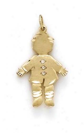 14k Diamond-cut Boy Diamond Pendant