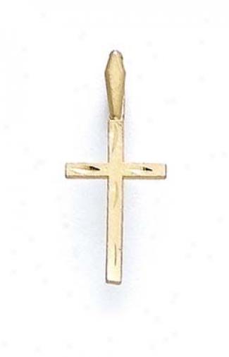 14k Diamond-cut Cross Pendant