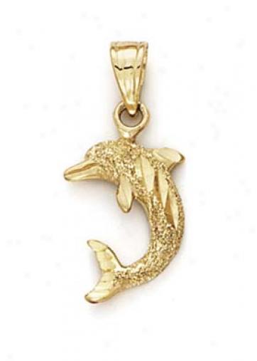 14k Diamond-cut Laser Dolphin Pendant