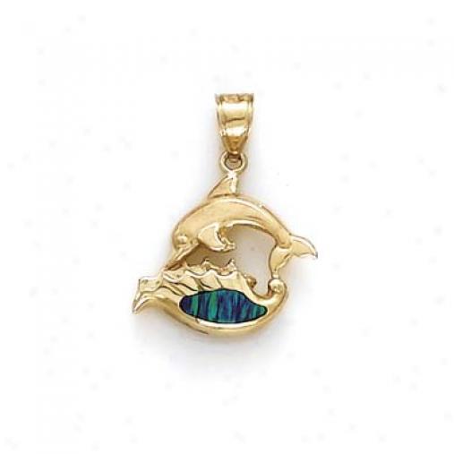 14k Dolphin Exfoliate Opal Pendant