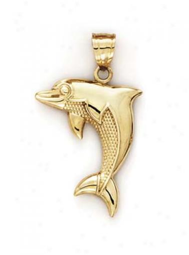 14k Dolphin Textured Belly Pendant