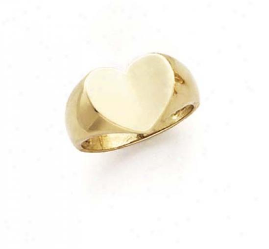 14k Dome Large Heart Ring