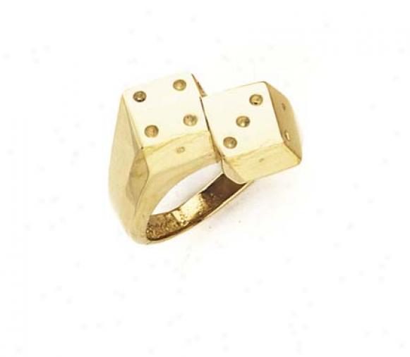 14k Double Dice Mens Ring