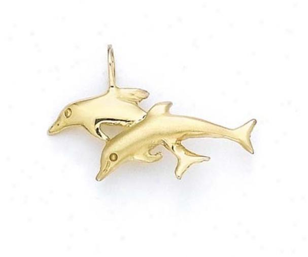 14k Double Jumping Dolphins Pendant