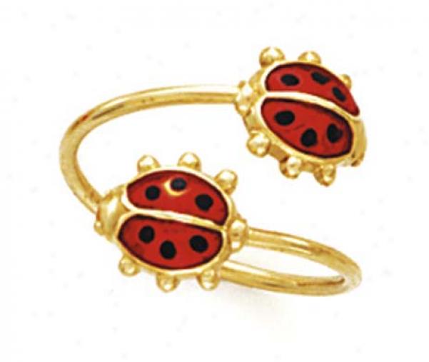 14k Double Ladybug Toe Ring