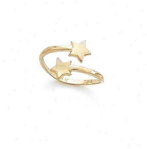 14k Double Star Adjustable Toe Ring