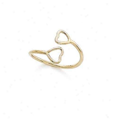 14k Double Wire Heart Adjustable Toe Ring