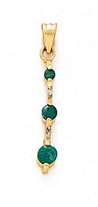 14k Emerald And Diamond Pendant