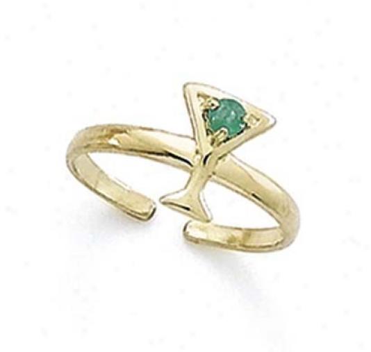 14k Emerald Martini Toe Ring