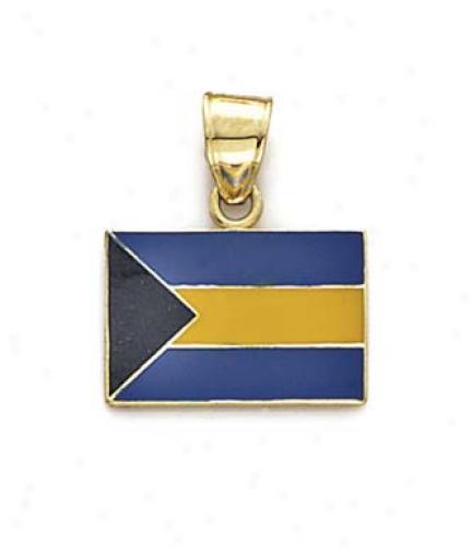 14k Enamel Bahamas Flag Pendant