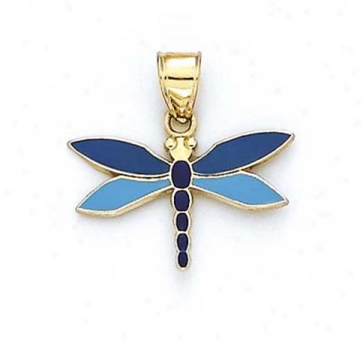 14k Enamel Dragonfly Pendant