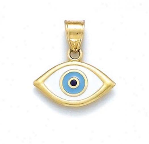 14k Enamel Eye Pendant