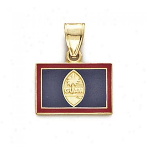 14k Enamel Guam Flag Pendant